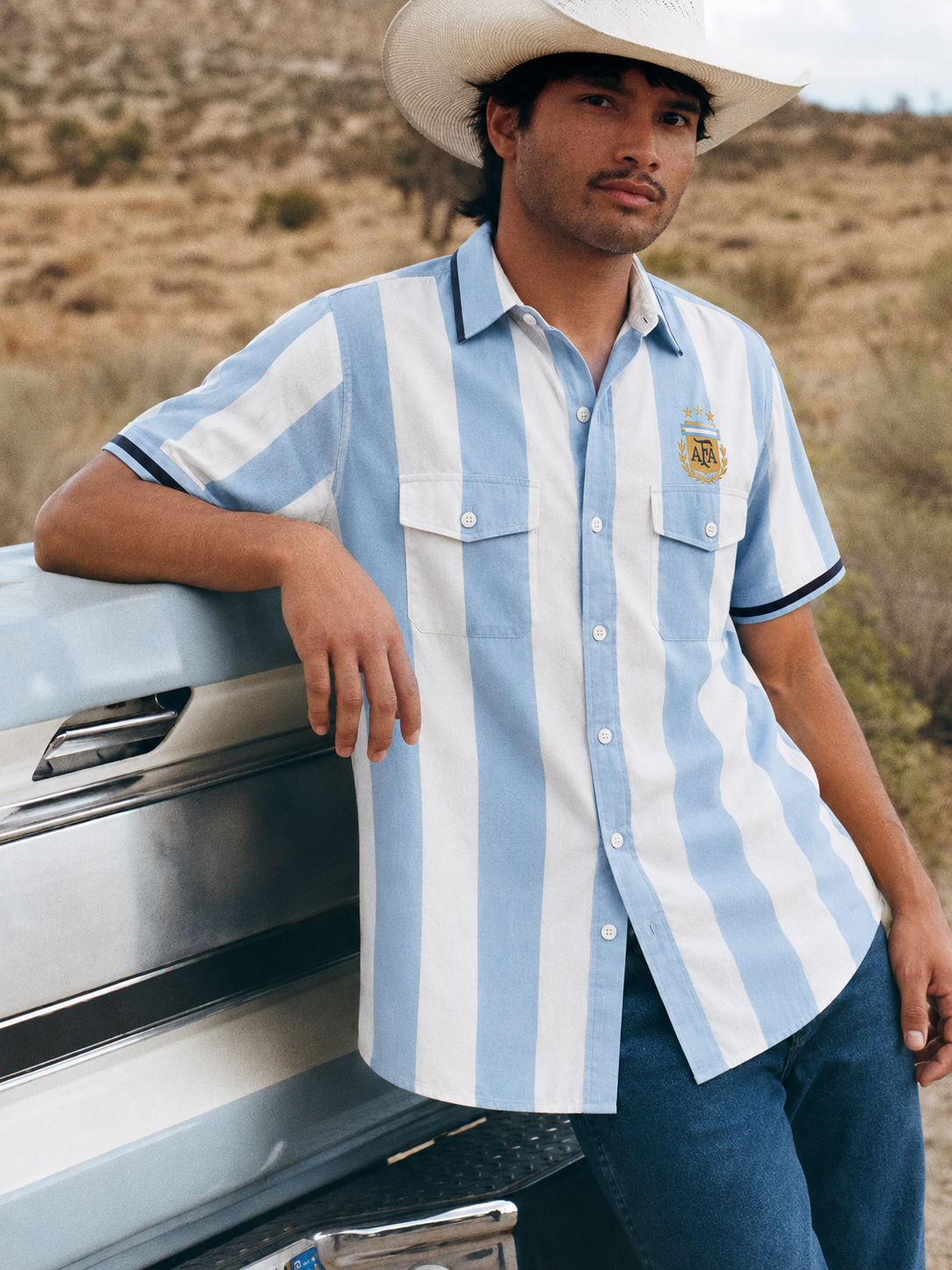 2026 World Cup Men’s Argentina Striped Casual Shirt