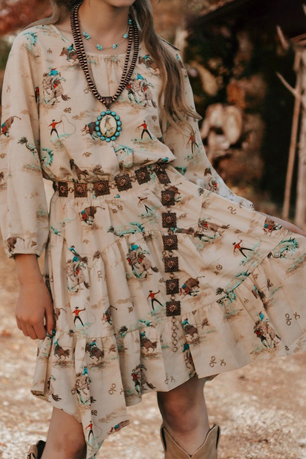 Western Rodeo Print Dress
