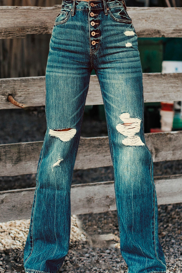 Vintage Washed Ripped Jeans