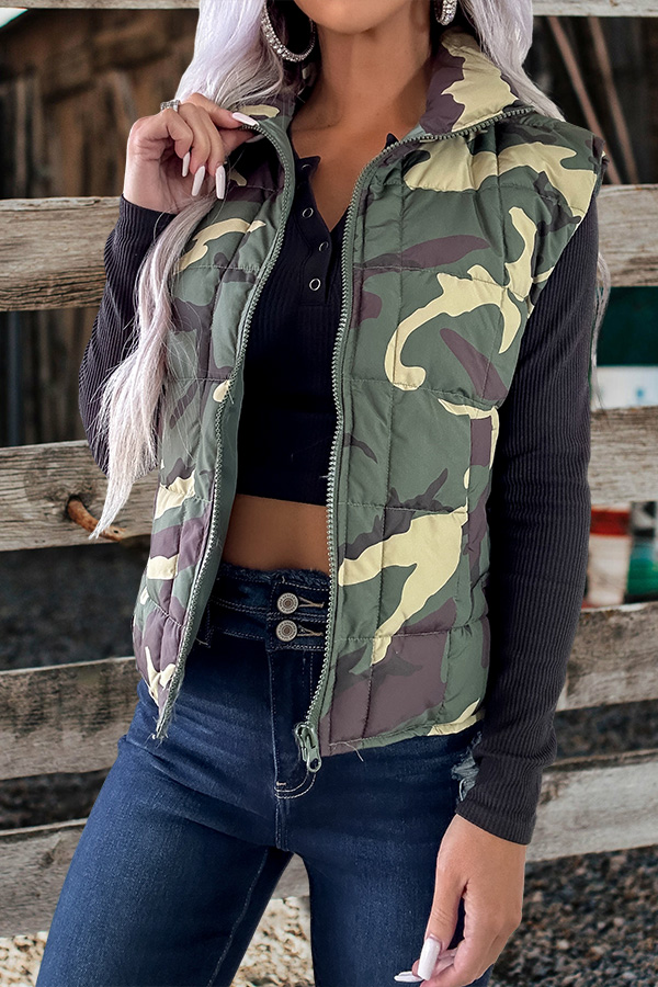 Vintage Camouflage Print Vest