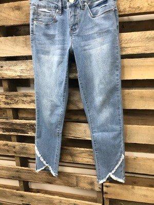 Solid Asymmetric Casual Denim Pants