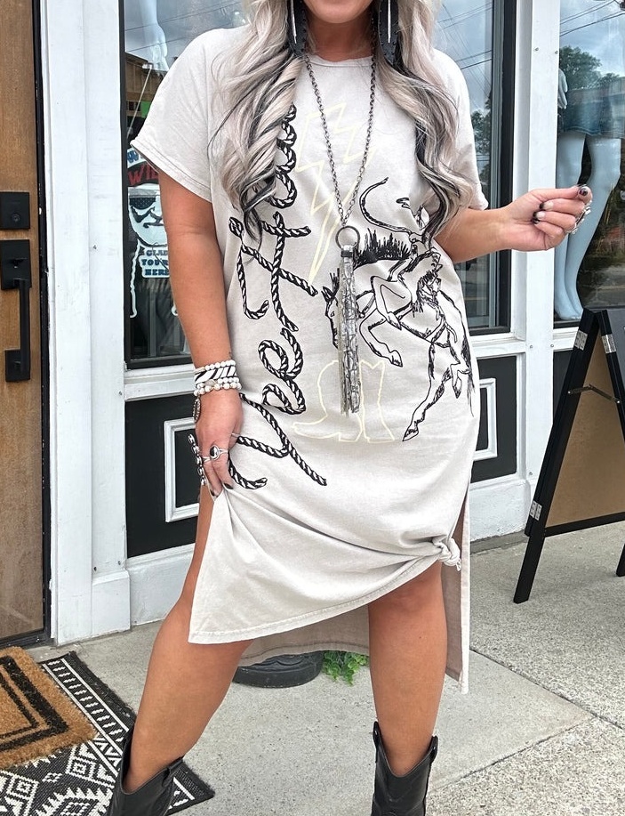 Yeepee Print Oversize Long Tee Dress