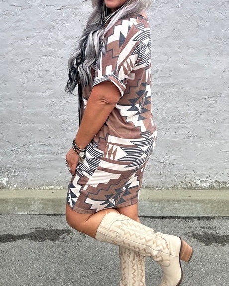 Wild West Print T Shirt Dress