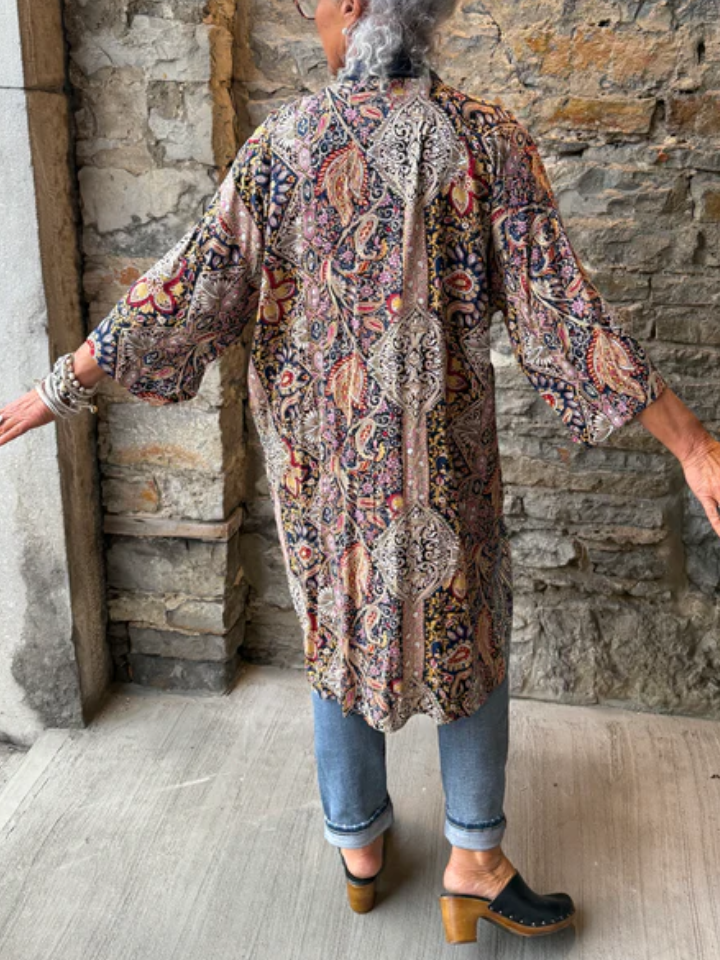 Multi Fabric and Colour Cardigan with Recycled Denim Trim