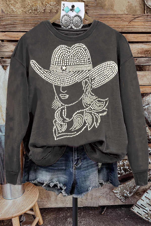 Western Cowgirl Rhinestone Sweatshirt