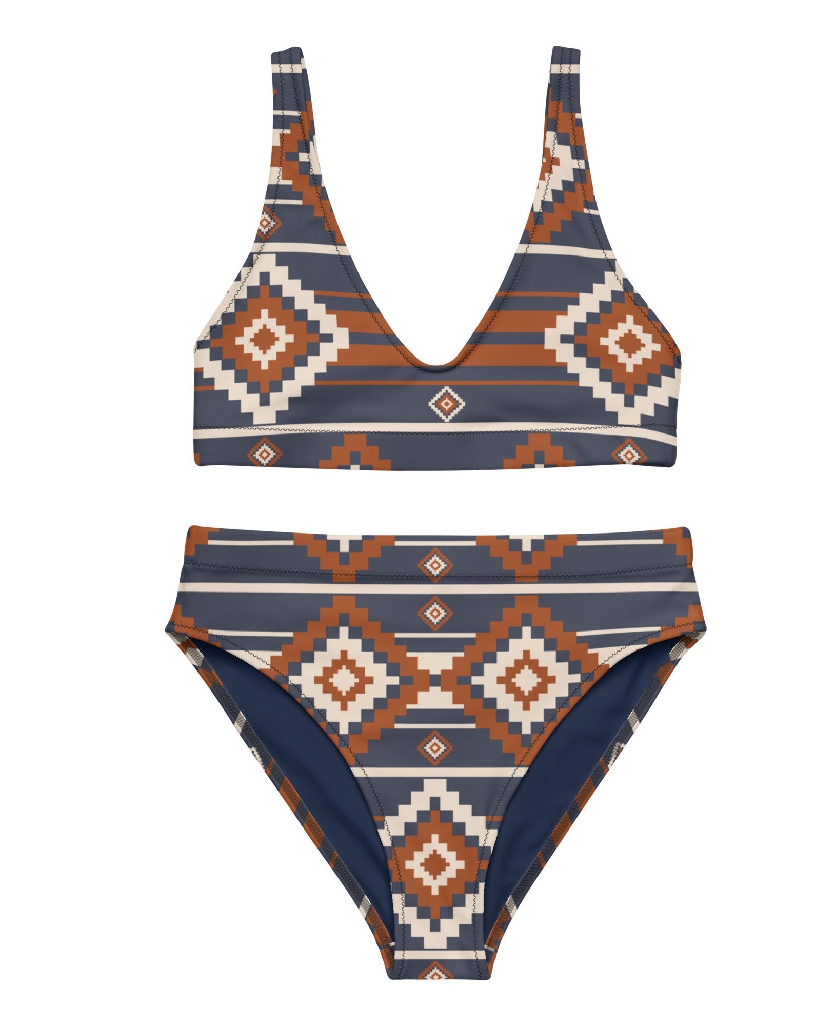 Vintage Aztec Print Hhigh-waisted Bikini