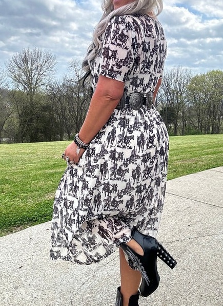 Retro Western Short Sleeve Dress