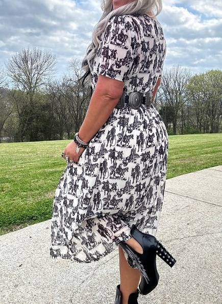 Retro Western Short Sleeve Dress