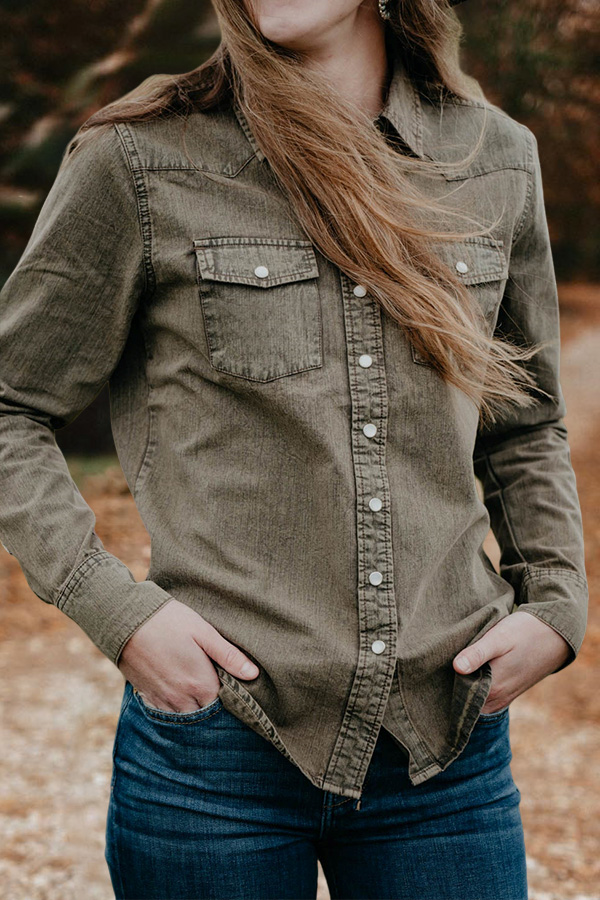 Vintage Washed Pocket Denim Shirt