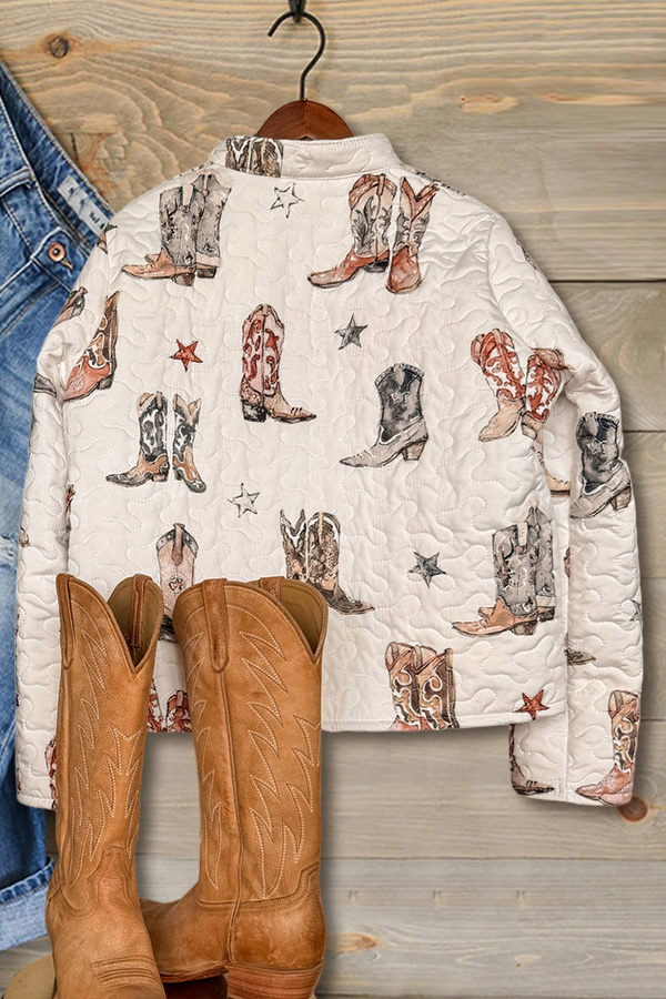 Western Boot Quilted Snap Button Jacket