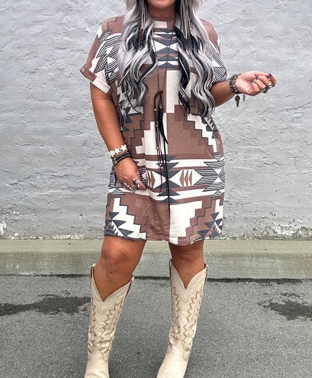 Wild West Print T Shirt Dress
