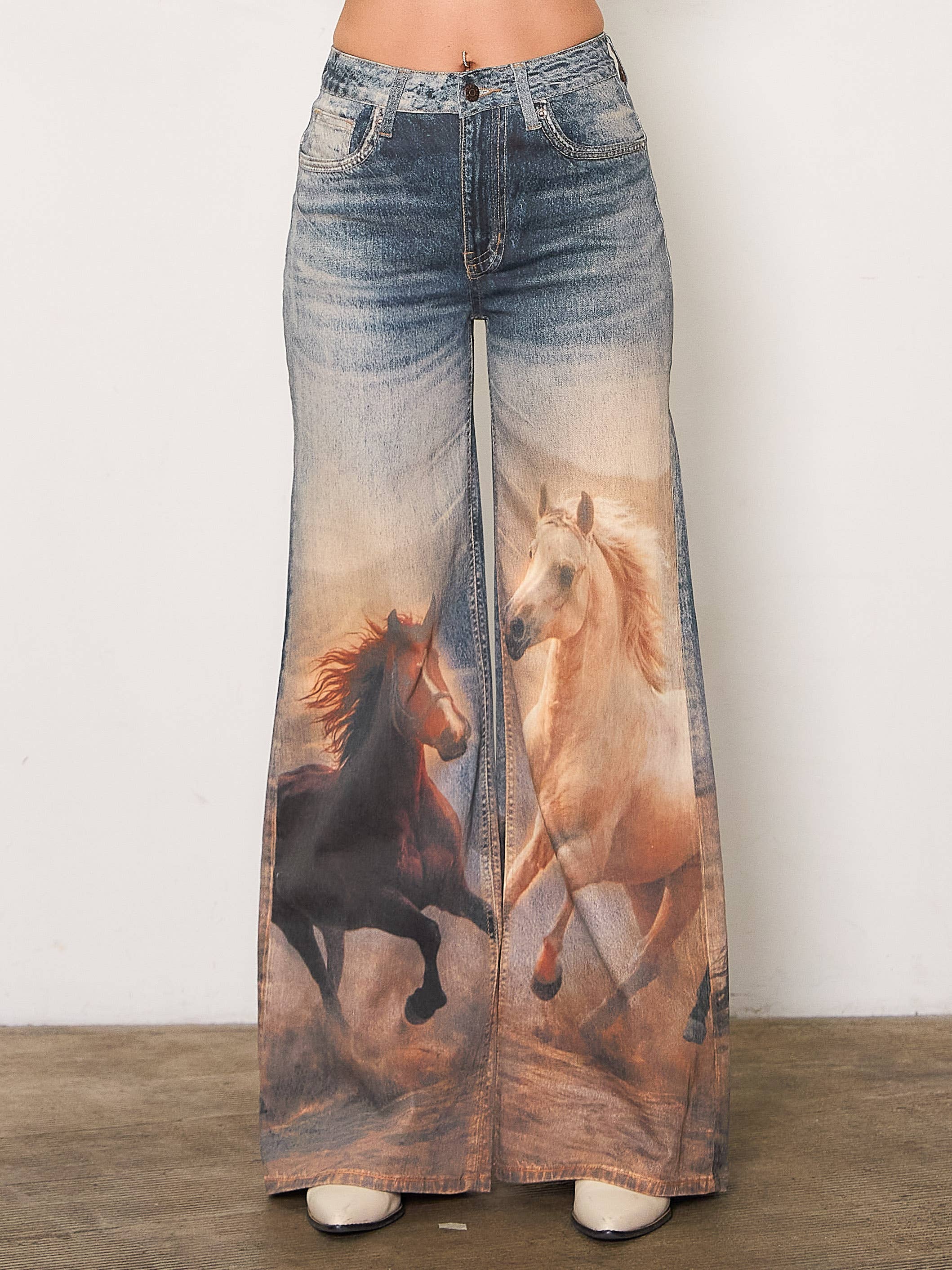 Wild Horses Print Jeans