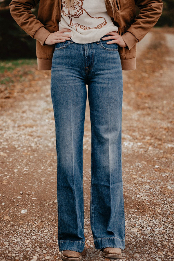 Vintage Washed Straight Jeans
