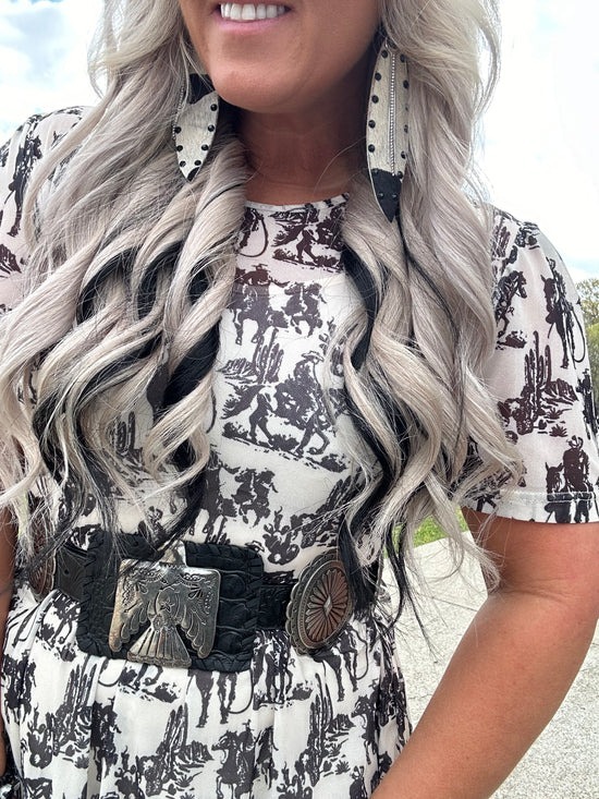 Retro Western Short Sleeve Dress