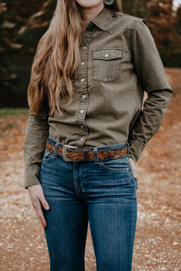 Vintage Washed Pocket Denim Shirt