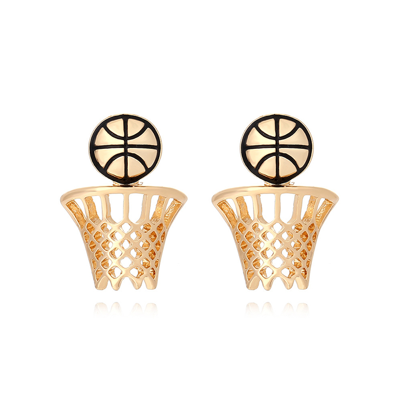 Alloy Basketball Hoop Earrings