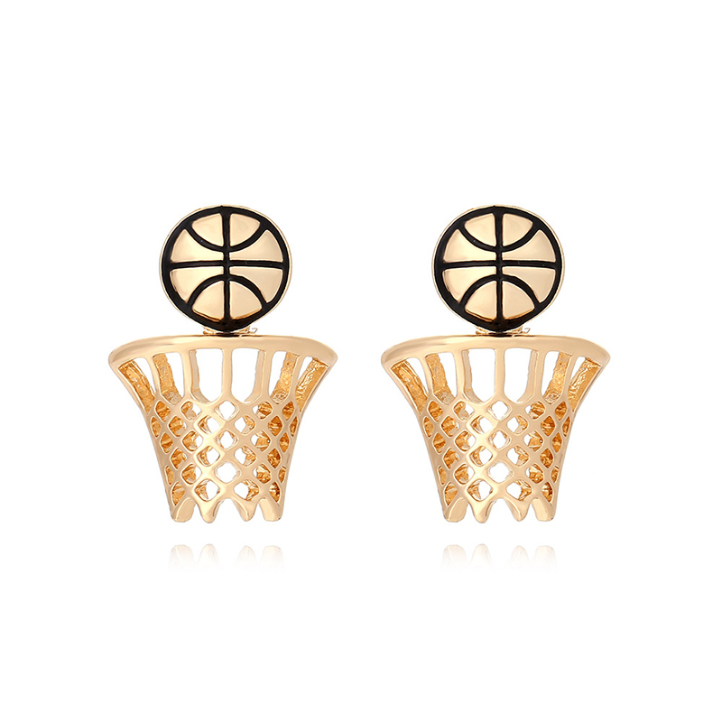 Alloy Basketball Hoop Earrings