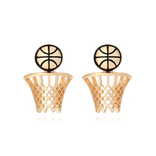 Alloy Basketball Hoop Earrings