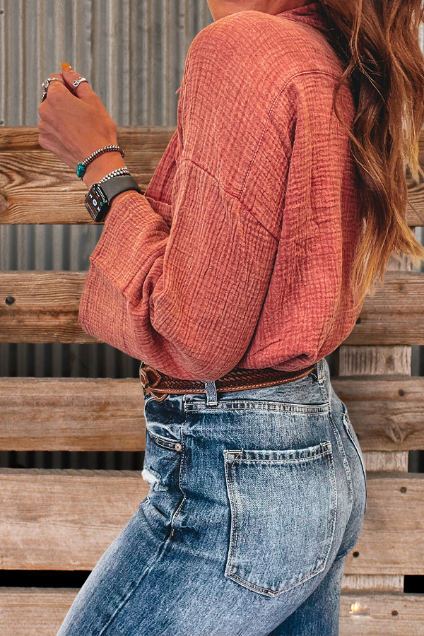 Textured Fabric Buttoned Top