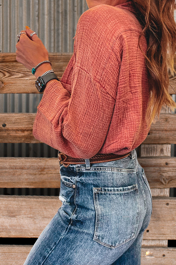 Textured Fabric Buttoned Top
