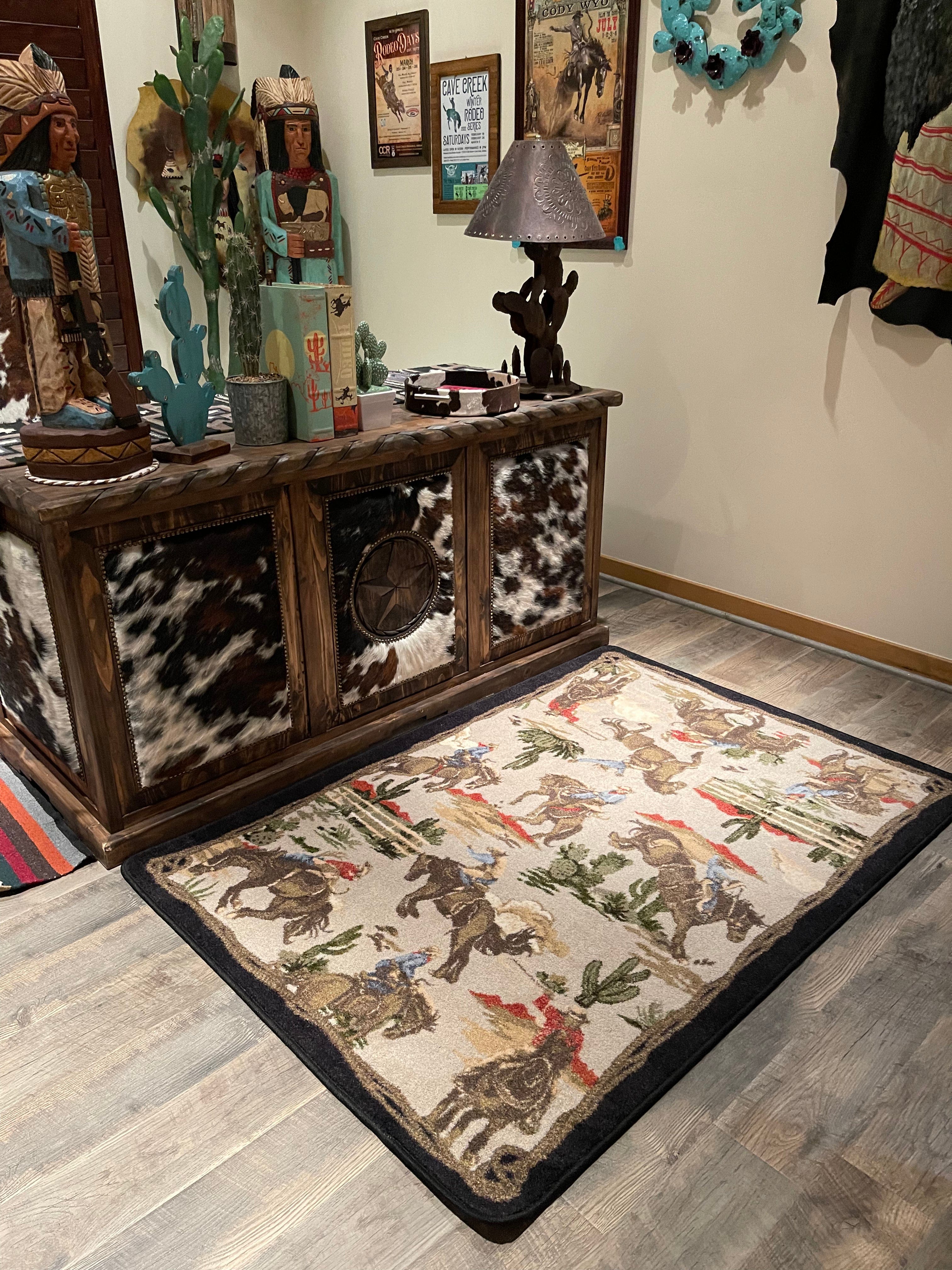Retro cowboy natural area RUG