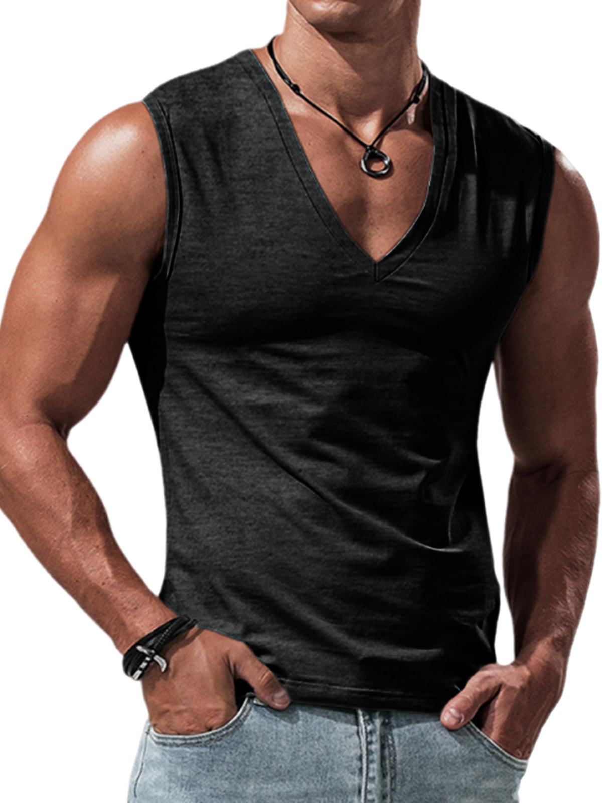 Men's V-neck Vest Quick-drying Casual Fitness Daily Sports Sleeveless T-shirt