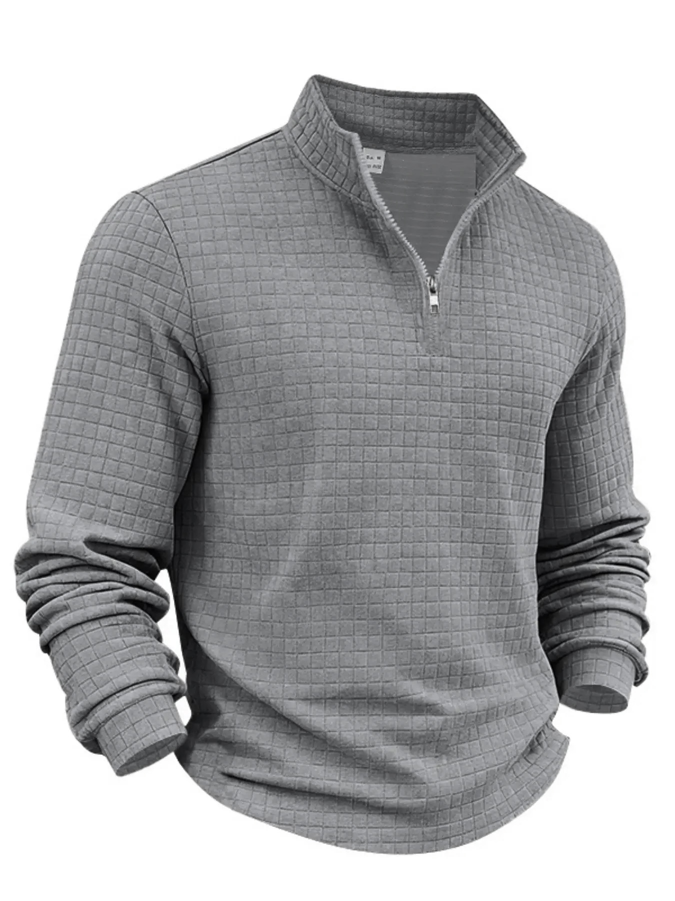 Men's Casual Fashion Waffle Knit Stand Collar Zips Sweatshirt