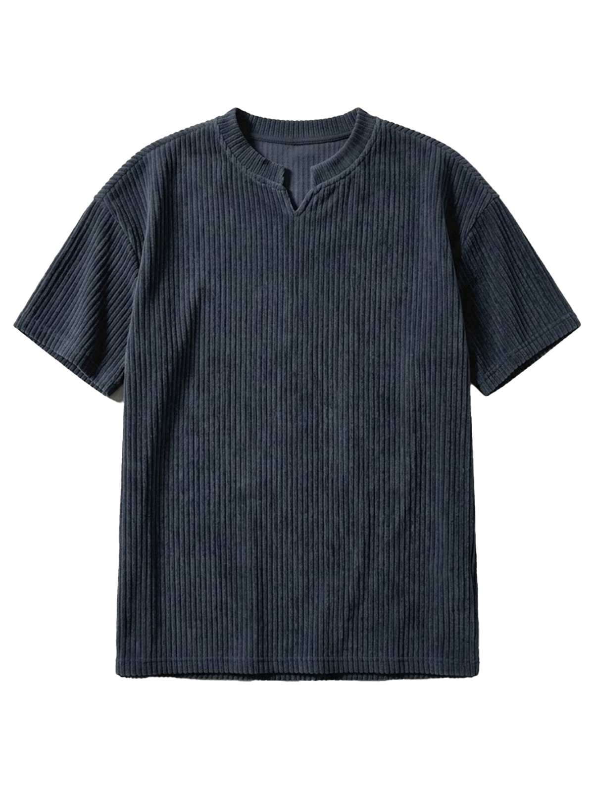 Retro Ribbed V-neck Casual Short-sleeved Top