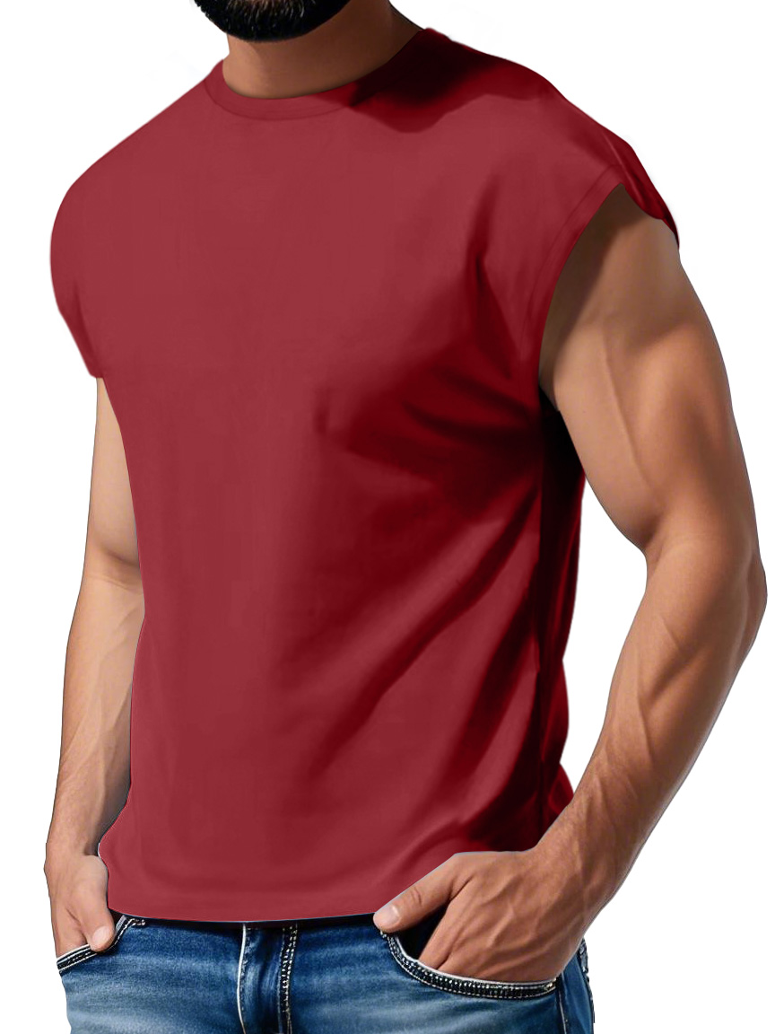 Men's Daily Casual Round Neck Waistcoat Comfortable Solid Color Sleeveless Vest