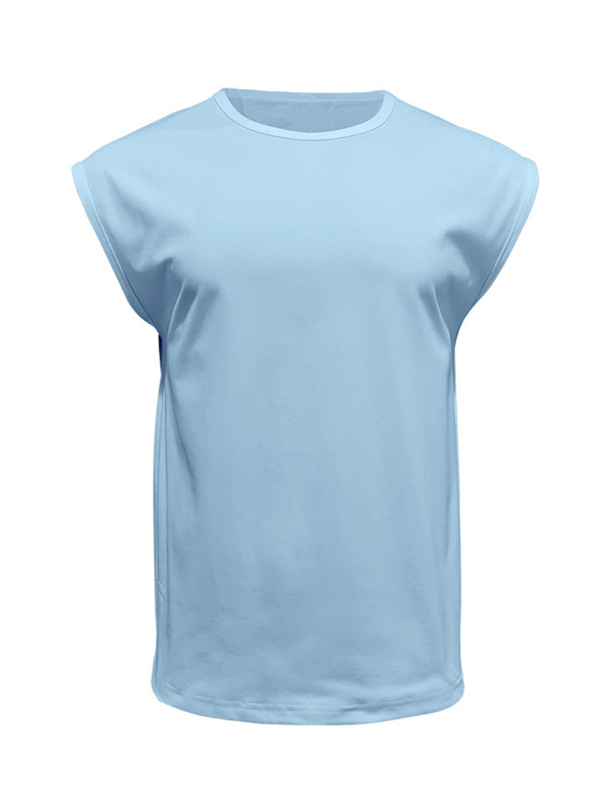 Men's Daily Pure Cotton Round Neck Waistcoat Solid Color Comfortable Sleeveless Vest