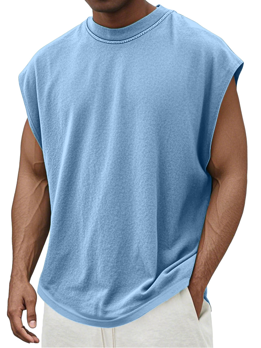 Men's Simple Daily Casual And Comfortable Solid Color Round Neck Vest