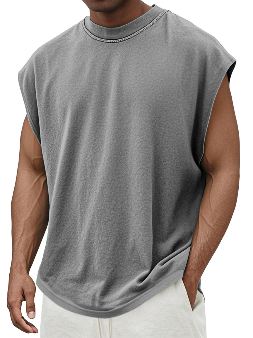 Men's Simple Daily Casual And Comfortable Solid Color Round Neck Vest