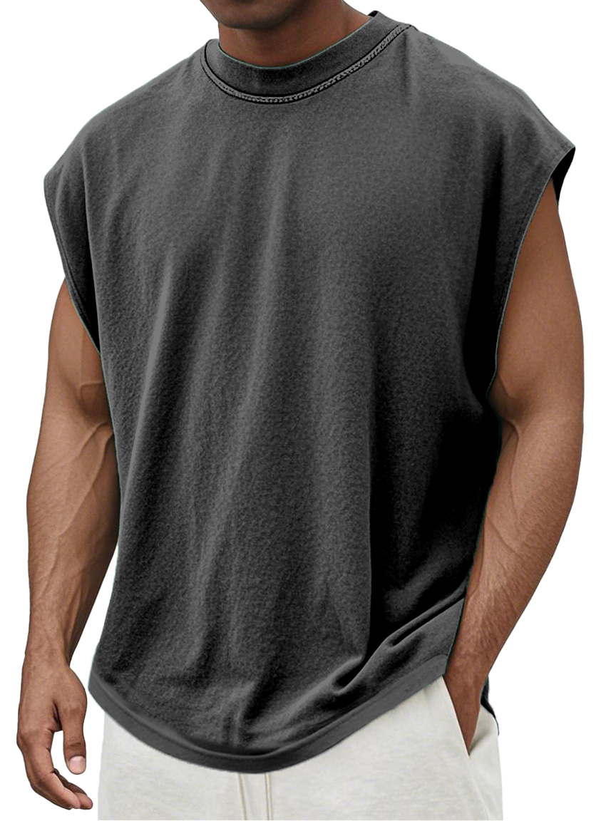 Men's Simple Daily Casual And Comfortable Solid Color Round Neck Vest