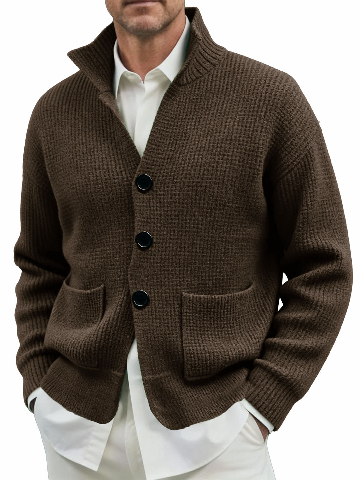 Men's Fashionable Lapel All-match Pocket Sweater Coat