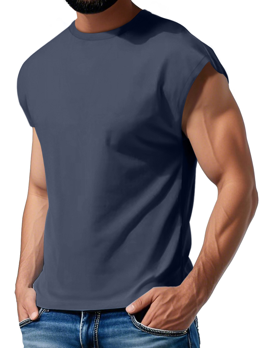 Men's Daily Casual Round Neck Waistcoat Comfortable Solid Color Sleeveless Vest