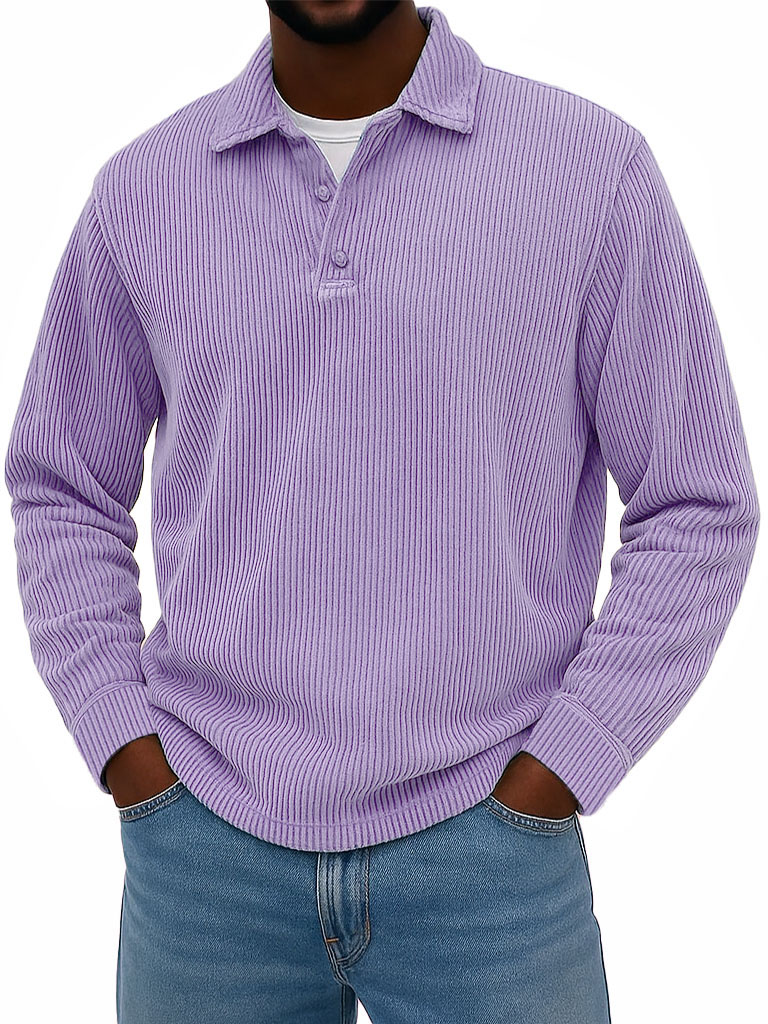 Men's Wear Fashionable Casual Daily Two-layer Placket Design Lapel Long-sleeved Polo Shirt -