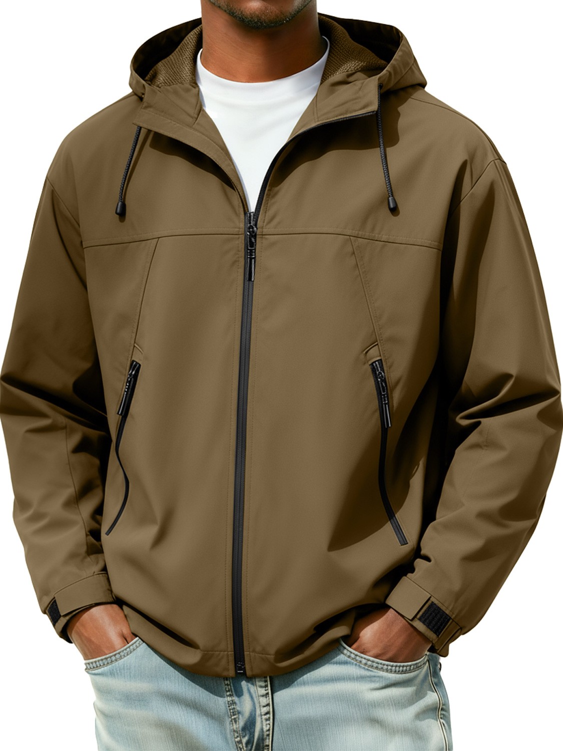 Men's Windproof and Waterproof Zipper Hooded Jacket