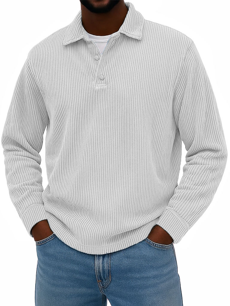 Men's Wear Fashionable Casual Daily Two-layer Placket Design Lapel Long-sleeved Polo Shirt -