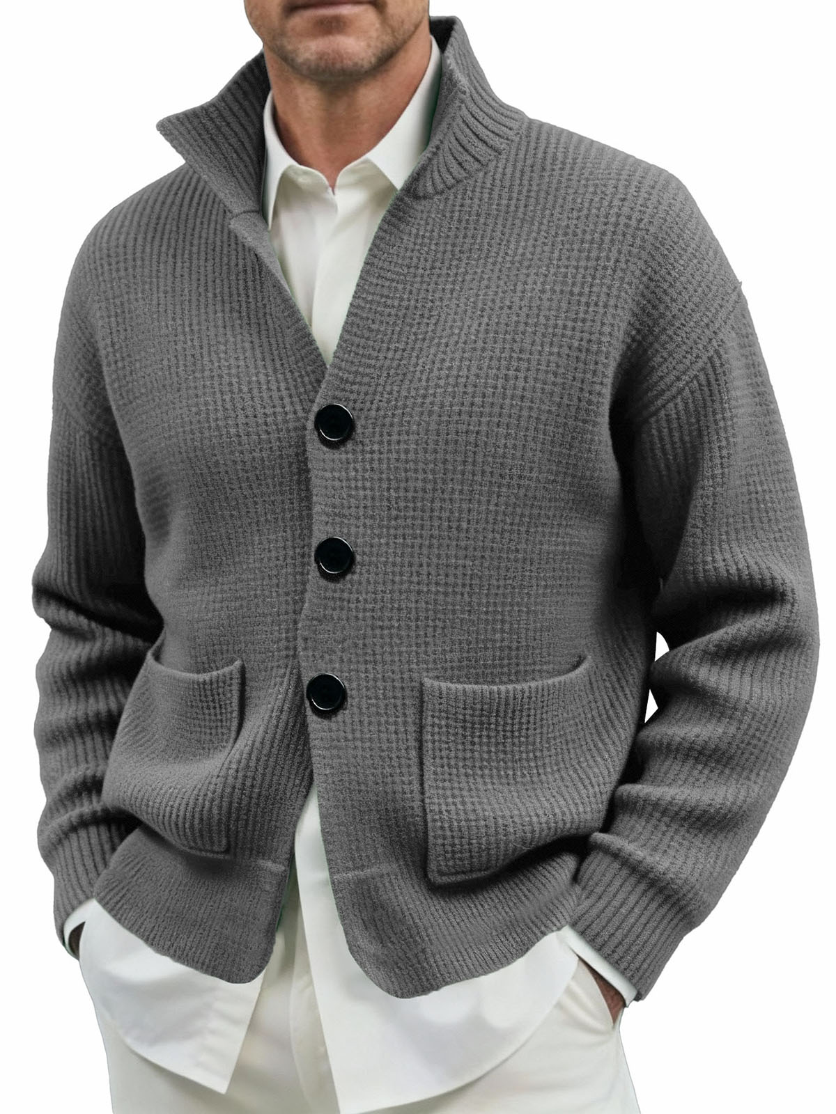 Men's Fashionable Lapel All-match Pocket Sweater Coat