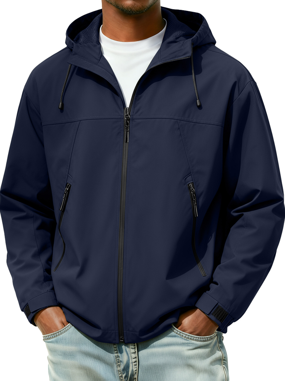 Men's Windproof and Waterproof Zipper Hooded Jacket