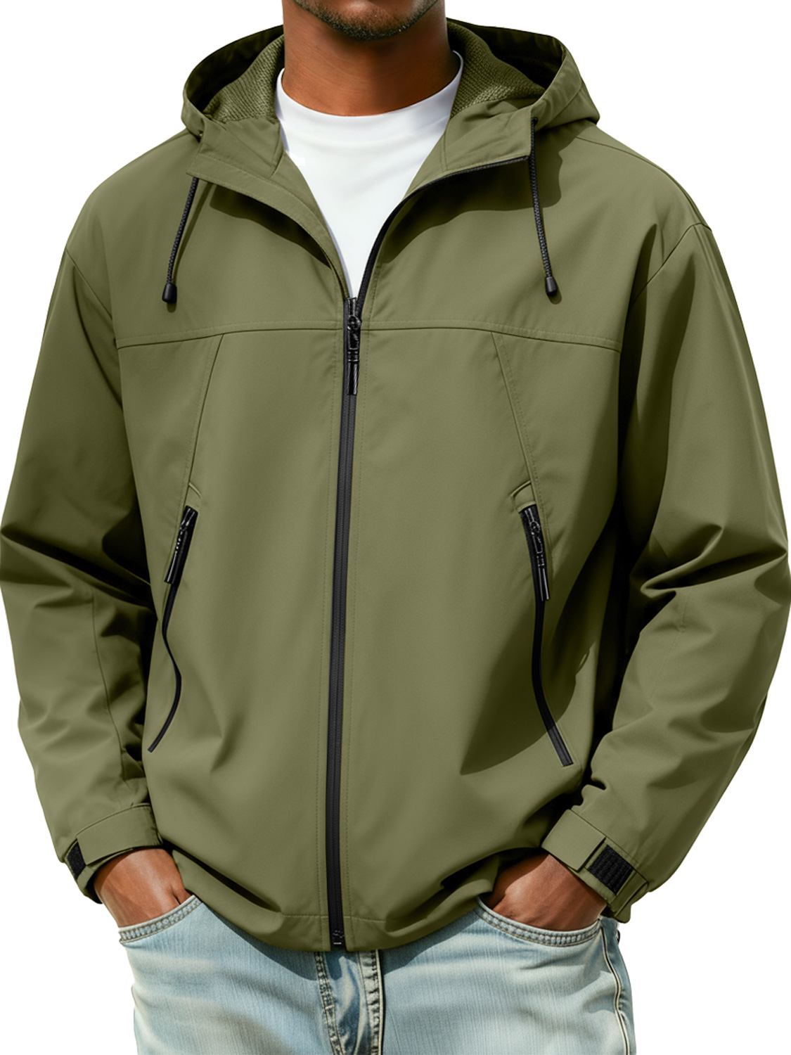 Men's Windproof and Waterproof Zipper Hooded Jacket