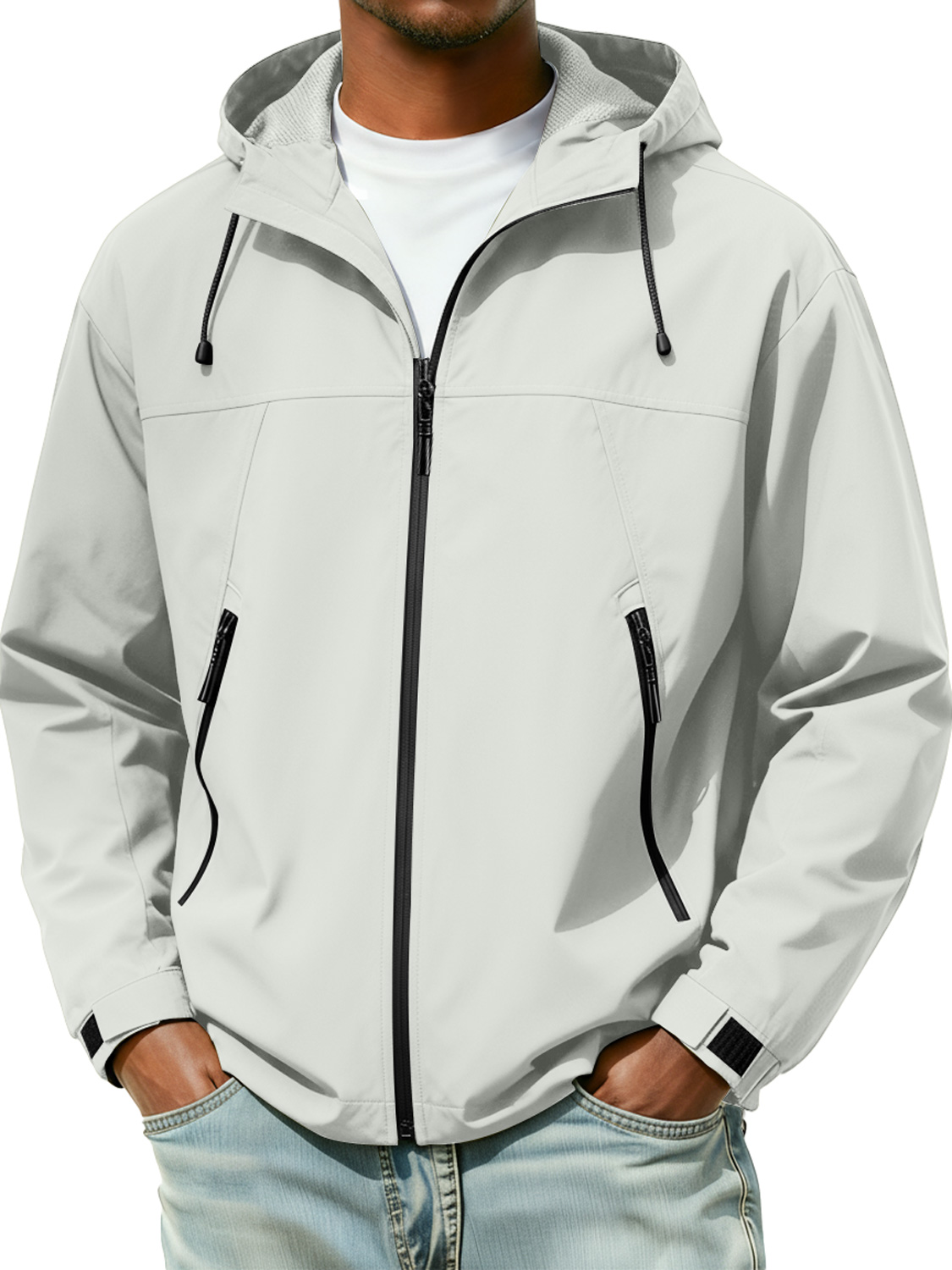 Men's Windproof and Waterproof Zipper Hooded Jacket