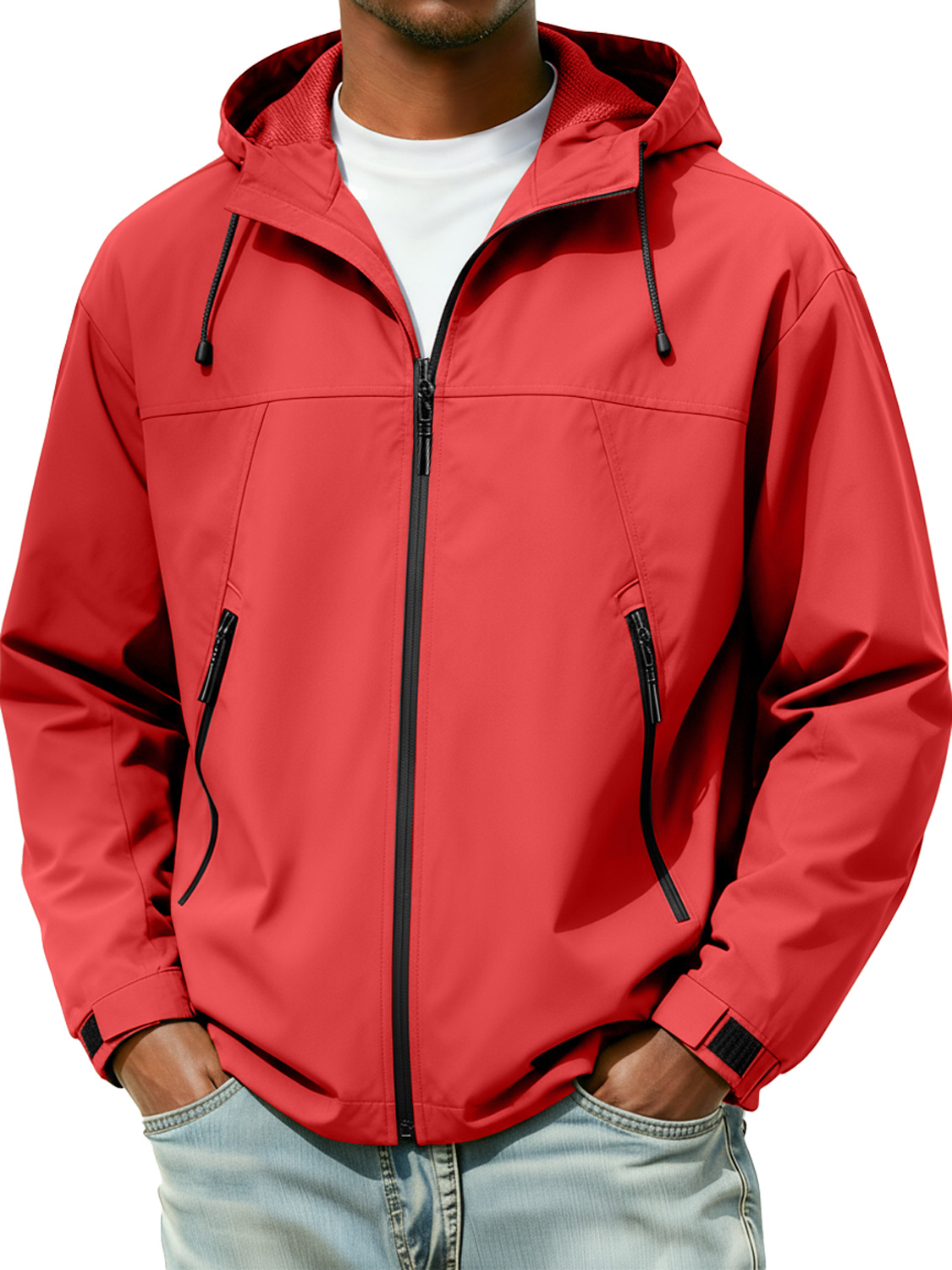 Men's Windproof and Waterproof Zipper Hooded Jacket