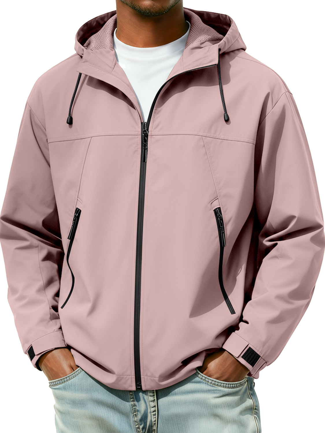 Men's Windproof and Waterproof Zipper Hooded Jacket