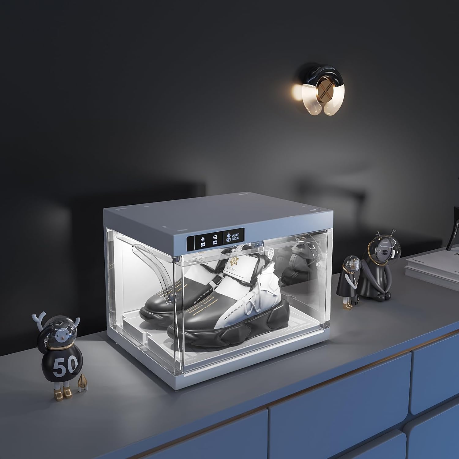 Last Day New Product Trial Sale 75% OFF（Free shipping on orders over $14.99）✨ Shoe Organizer LED Smart Control,Auto-Shoe Boxes Clear Plastic Stackable for Sneaker Display Case and Collection Crate,Auto-Opening Shoe Storage Box