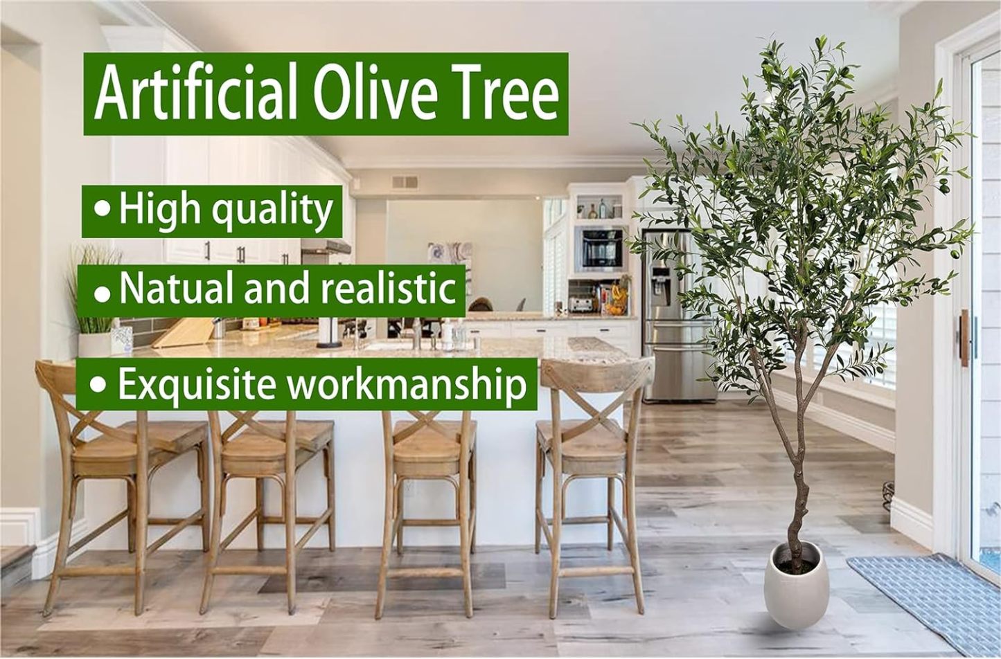 Artificial Tree Faux Olive Tree 8ft(92in,3200leaves) Tall Fake Olive Plant in Pot Fake Silk Tree Faux Plants Indoor