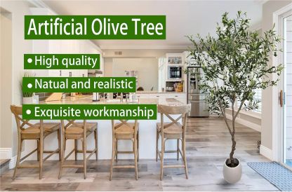 Artificial Tree Faux Olive Tree 8ft(92in,3200leaves) Tall Fake Olive Plant in Pot Fake Silk Tree Faux Plants Indoor