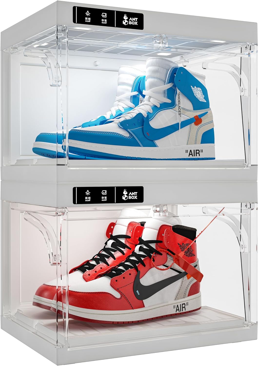 Last Day New Product Trial Sale 75% OFF（Free shipping on orders over $14.99）✨ Shoe Organizer LED Smart Control,Auto-Shoe Boxes Clear Plastic Stackable for Sneaker Display Case and Collection Crate,Auto-Opening Shoe Storage Box