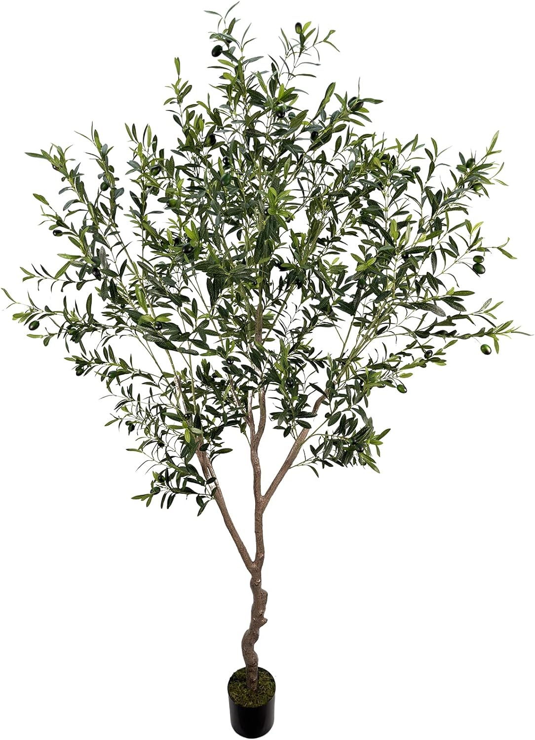 Artificial Tree Faux Olive Tree 8ft(92in,3200leaves) Tall Fake Olive Plant in Pot Fake Silk Tree Faux Plants Indoor