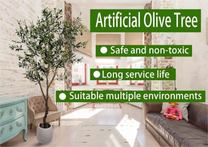 Artificial Tree Faux Olive Tree 8ft(92in,3200leaves) Tall Fake Olive Plant in Pot Fake Silk Tree Faux Plants Indoor